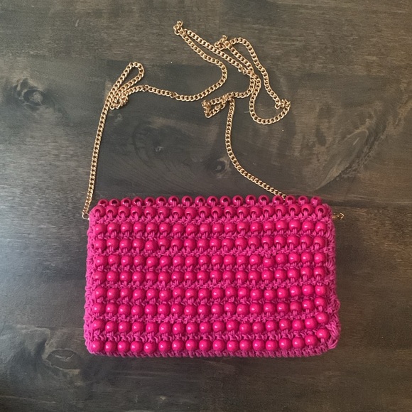 Brand New Anthropologie beads crossbody bag in Pink - Picture 5 of 11